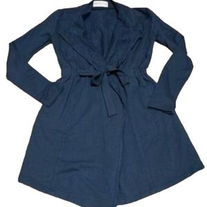 Rebecca King Deep Blue Suede Trench Cardigan Coat Size S